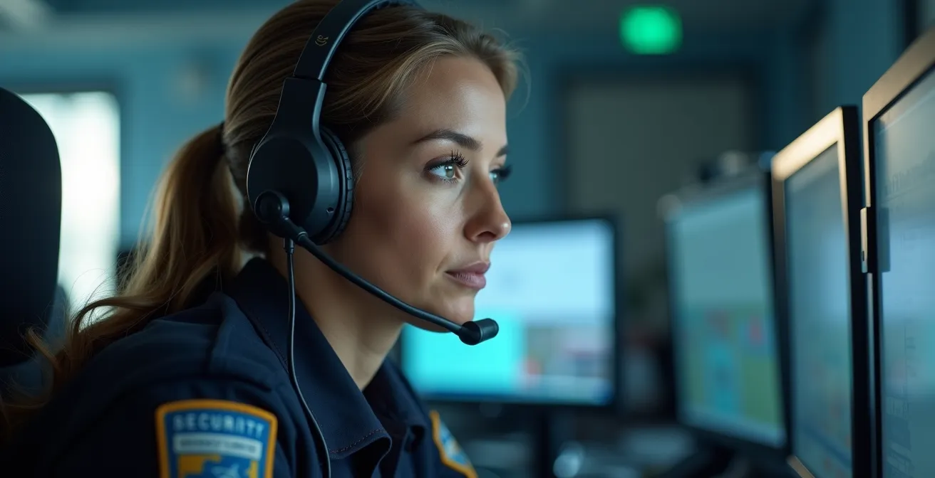 Portrait d'un agent de sécurité utilisant un système de communication unifié