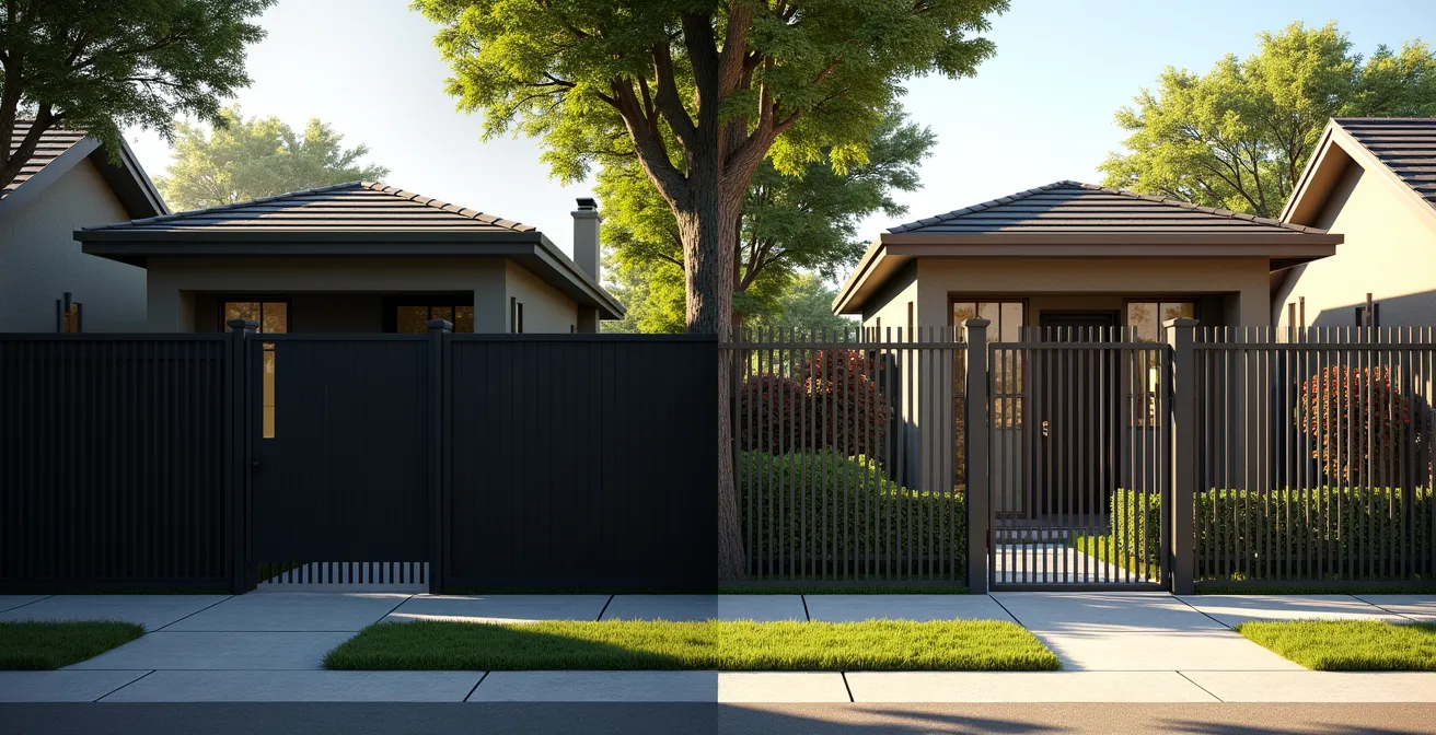 Comparaison visuelle entre clôture opaque et clôture ajourée pour la sécurité