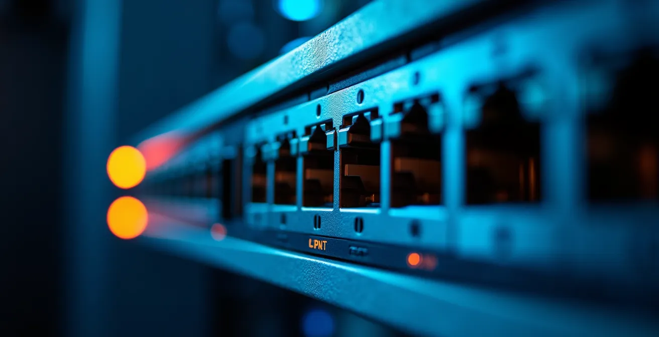 Configuration d'un pare-feu matériel dans un bureau québécois avec écran de contrôle