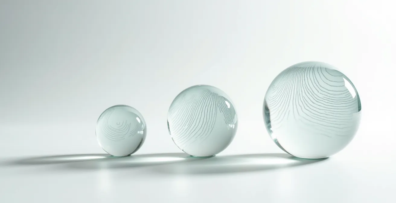 Comparaison visuelle abstraite de différents niveaux d'intrusivité des technologies biométriques