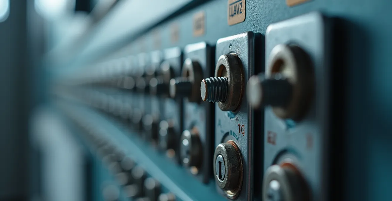 Gros plan sur un panneau de contrôle d'alarme avec sceau d'intégrité ULC visible