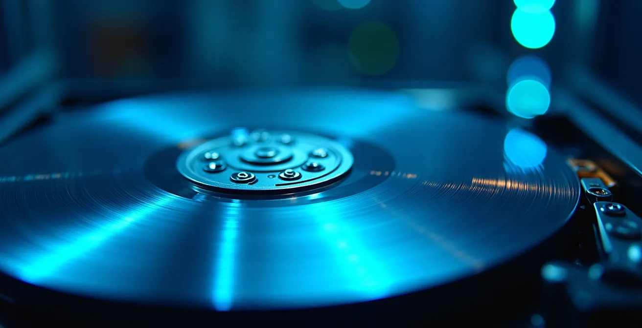 Environnement de test isolé avec serveur de sauvegarde et écrans de monitoring dans un datacenter québécois